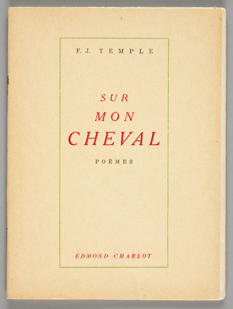 FJ Temple - Sur mon cheval - Poèmes 1946 - couverture