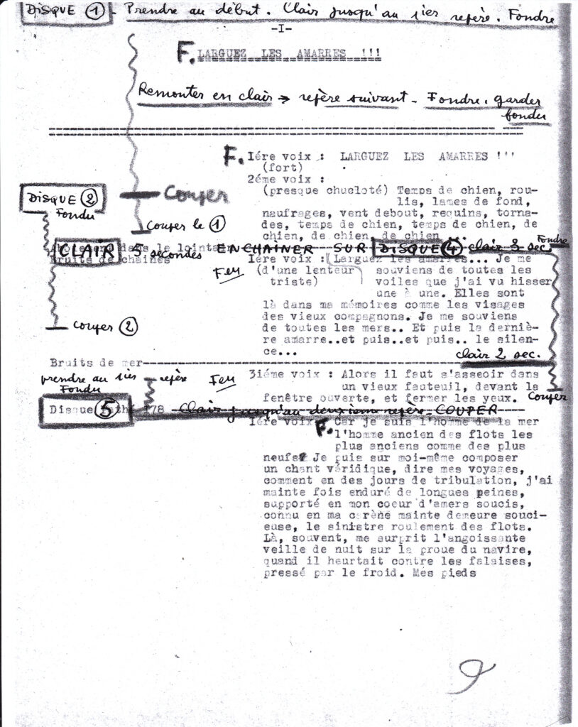 FJ Temple - Larguez les amarres - Tapuscrit annoté - 1950